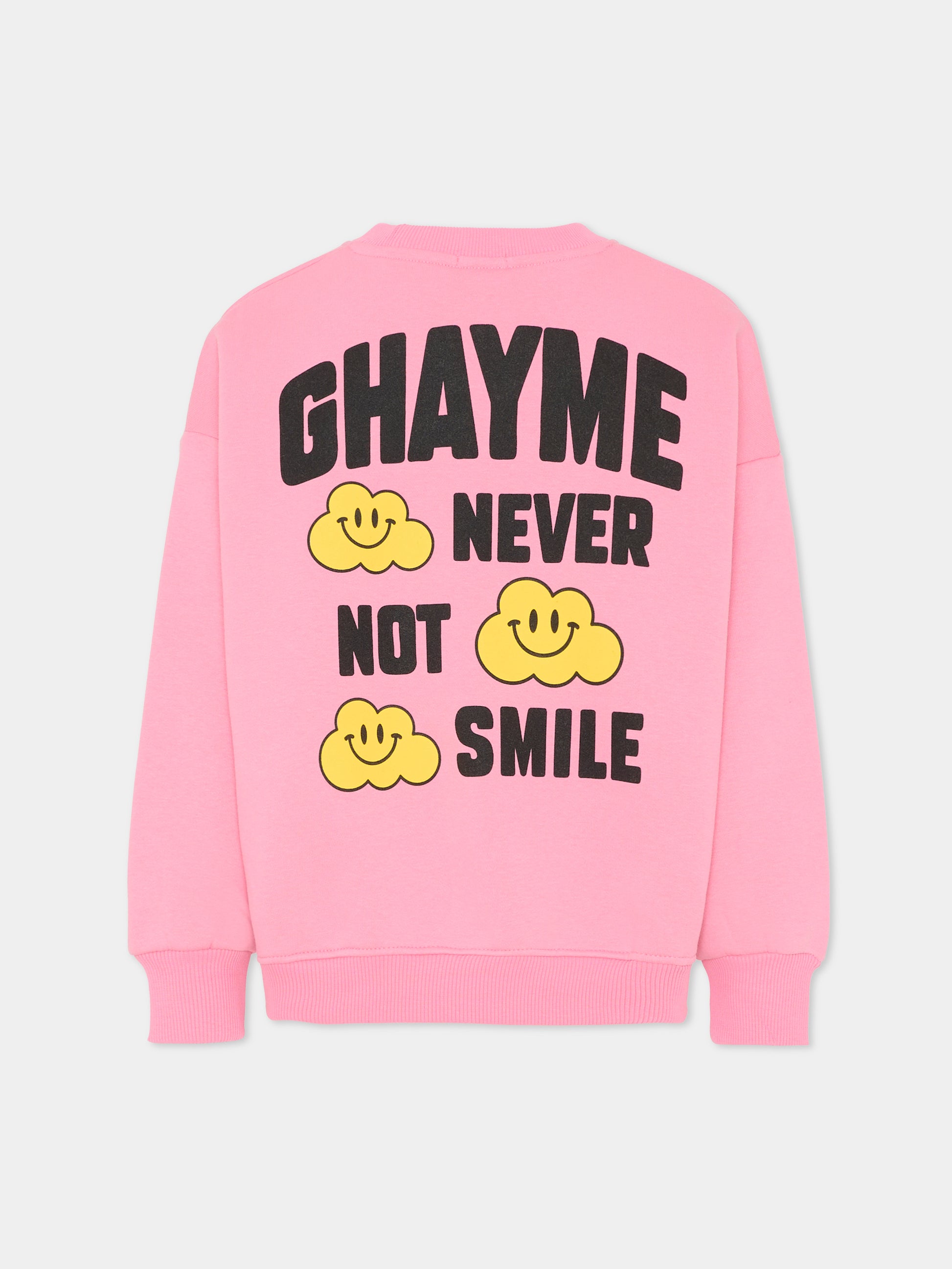 Felpa rosa per bambini con nuvola gialla e scritta,Ghayme,F5GAJUSW012 045
