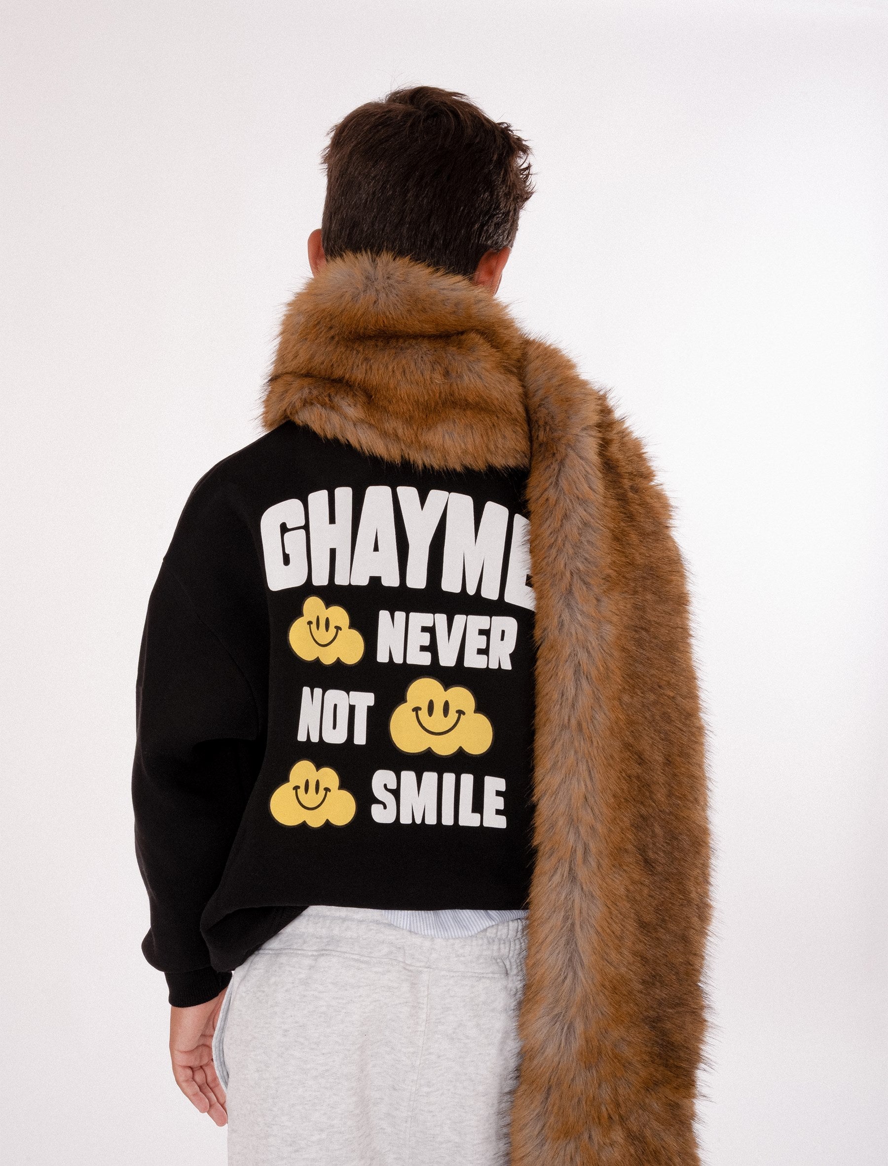 Felpa nera per bambini con nuvola gialla e scritta,Ghayme,F5GAJUSW012 110