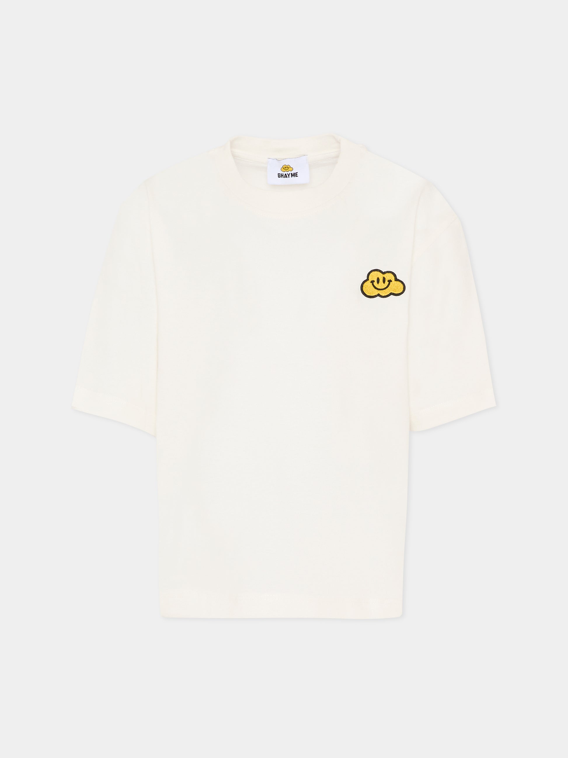 T-shirt bianca per bambini con nuvola gialla,Ghayme,F5GAJUTH006 002