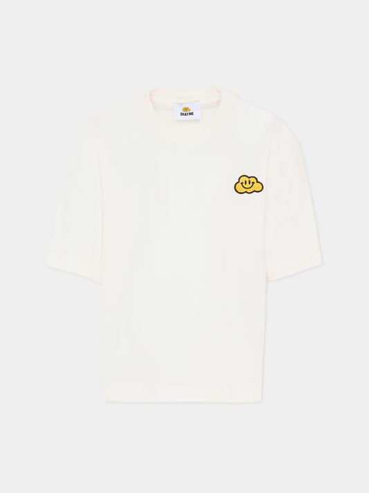 T-shirt bianca per bambini con nuvola gialla,Ghayme,F5GAJUTH006 002