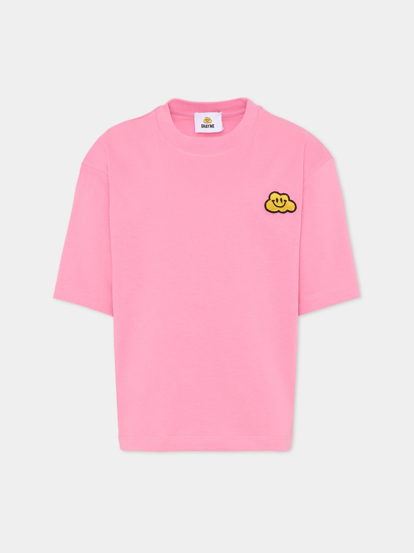 T-shirt rosa per bambini con nuvola gialla,Ghayme,F5GAJUTH006 045