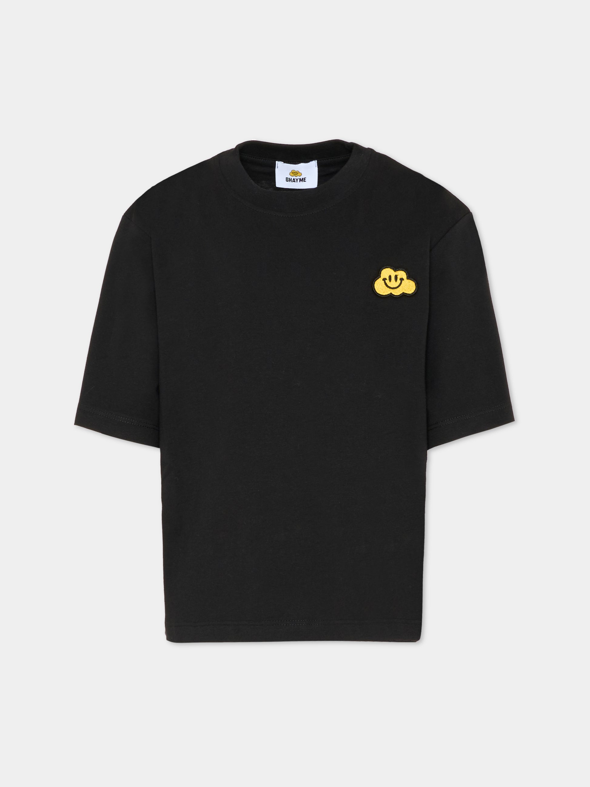 T-shirt nera per bambini con nuvola gialla,Ghayme,F5GAJUTH006 110