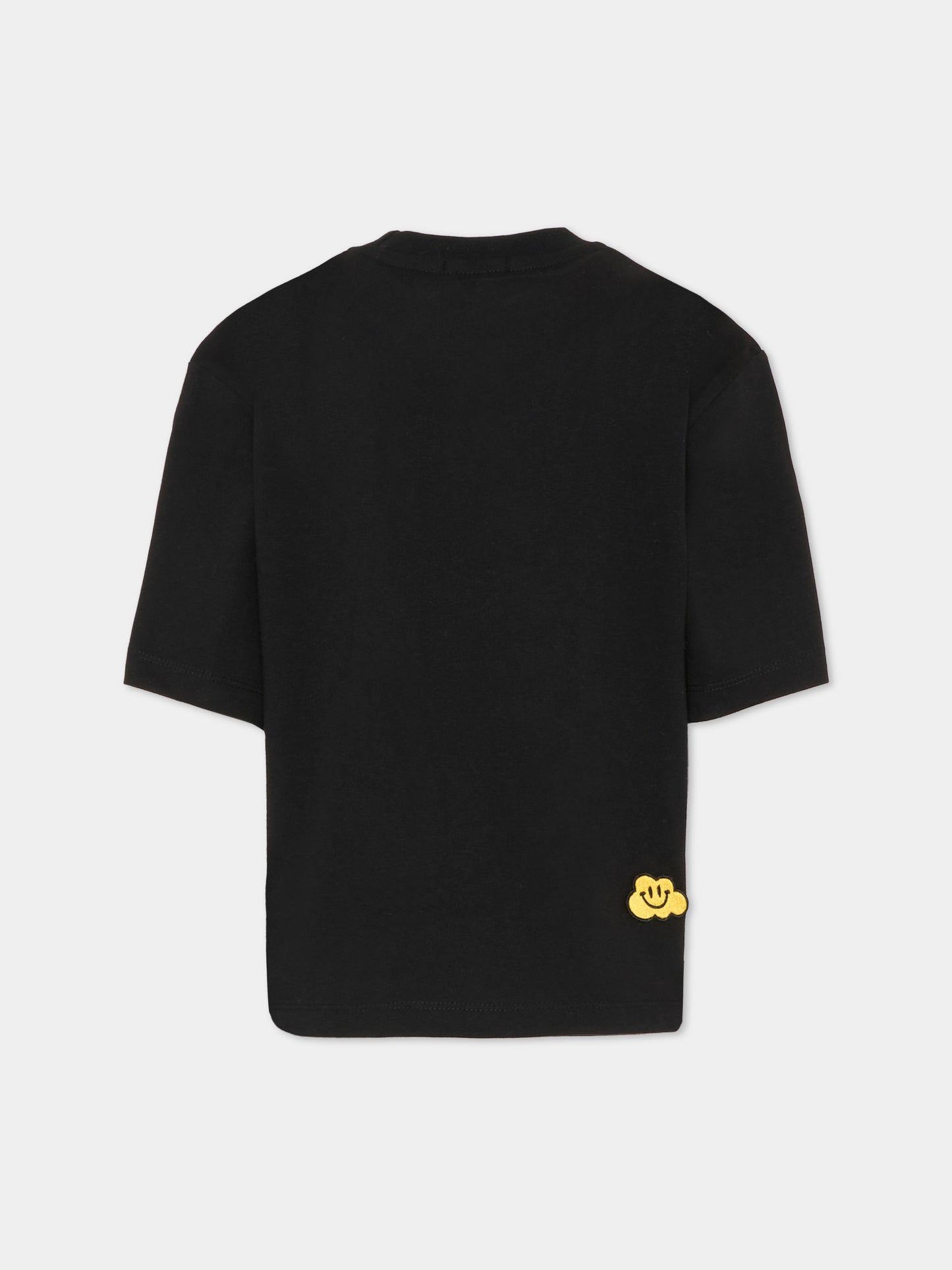 T-shirt nera per bambini con nuvole gialle e scritta,Ghayme,F5GAJUTH009 110