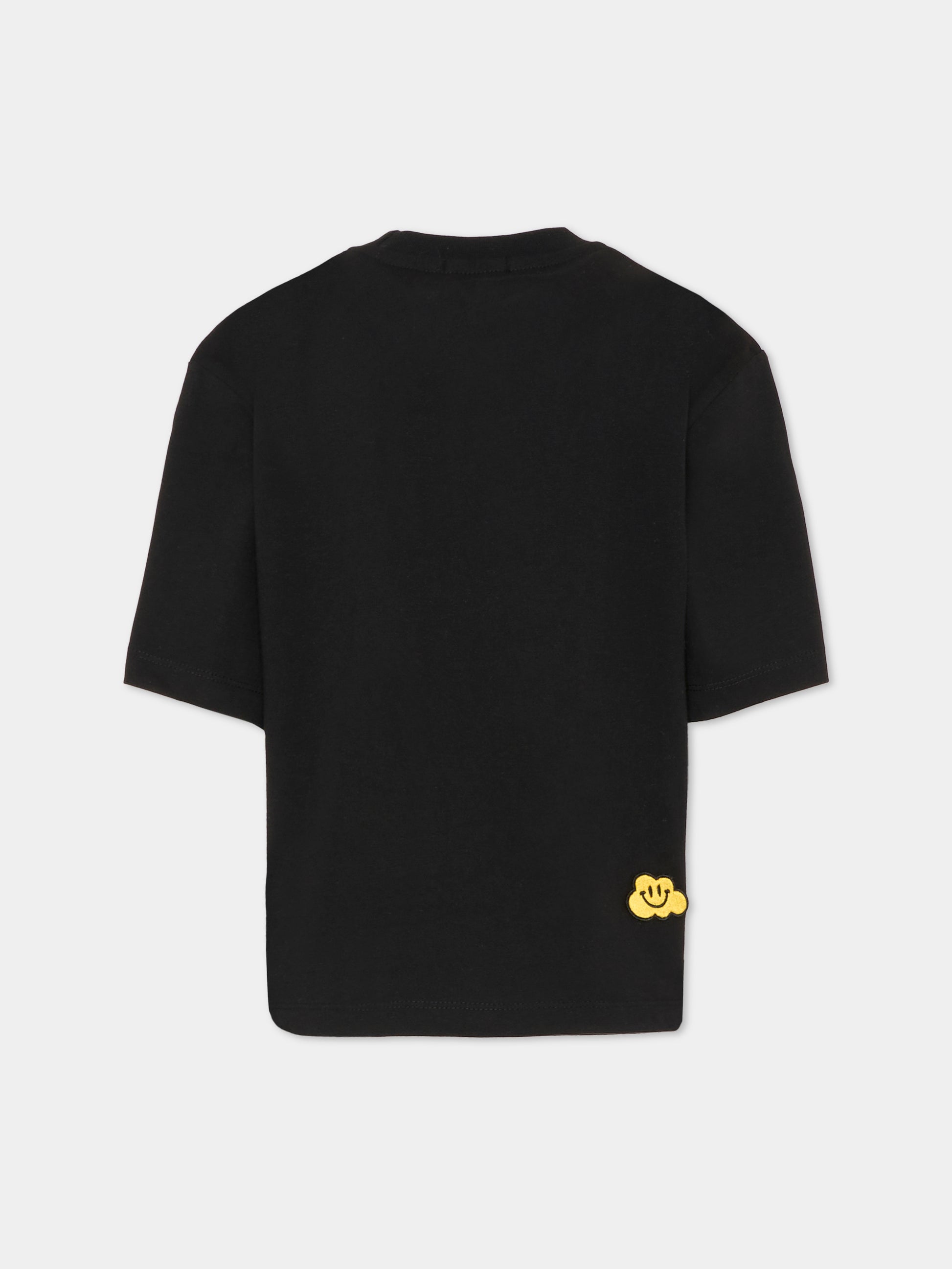 T-shirt nera per bambini con nuvole gialle e scritta,Ghayme,F5GAJUTH009 110