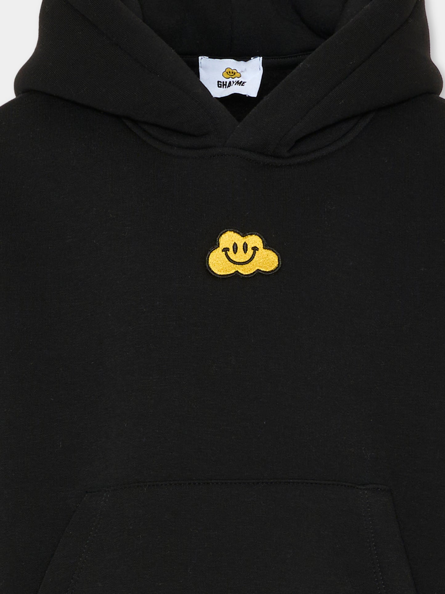 Felpa nera per bambini con nuvola gialla e scritta,Ghayme,F5GAJUHS003 110