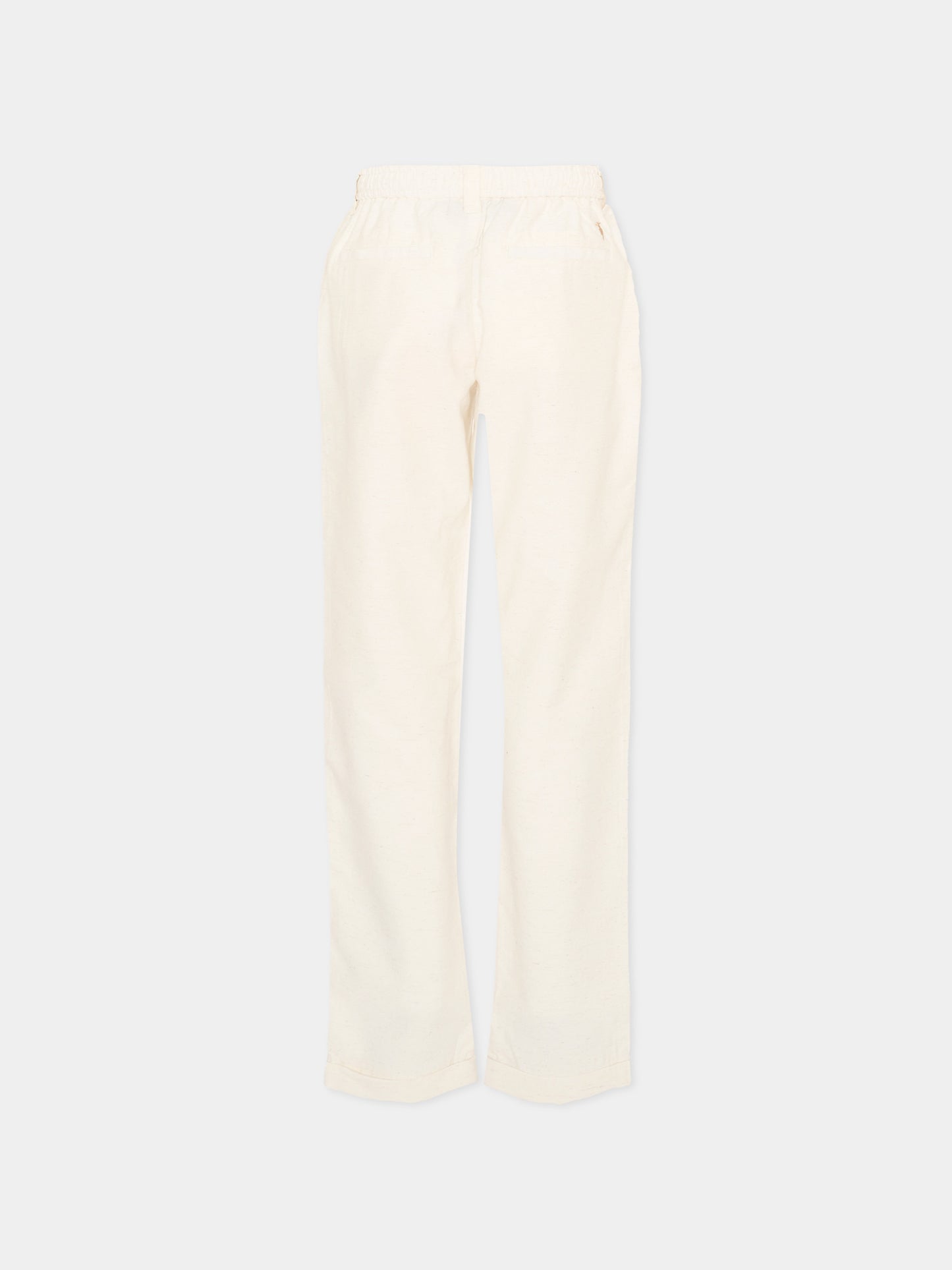 Pantalone elegante avorio per bambino con levriero,Trussardi Junior,TBP26139PA BEIGE NEW ECRU