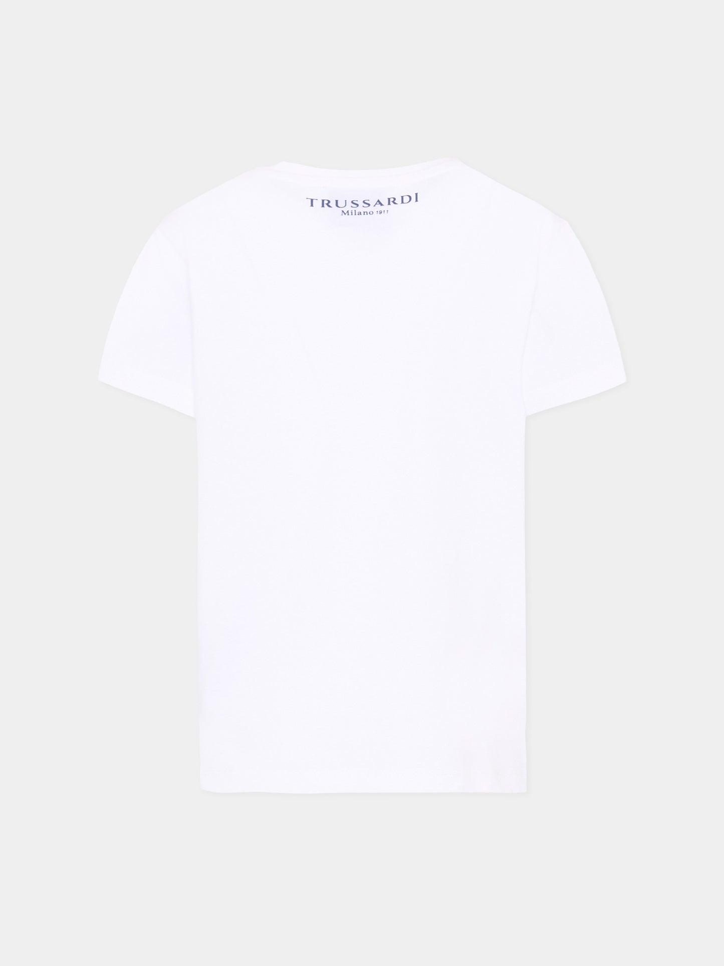 T-Shirt bianca per bambino con logo,Trussardi Junior,TBP26002TS WHITE