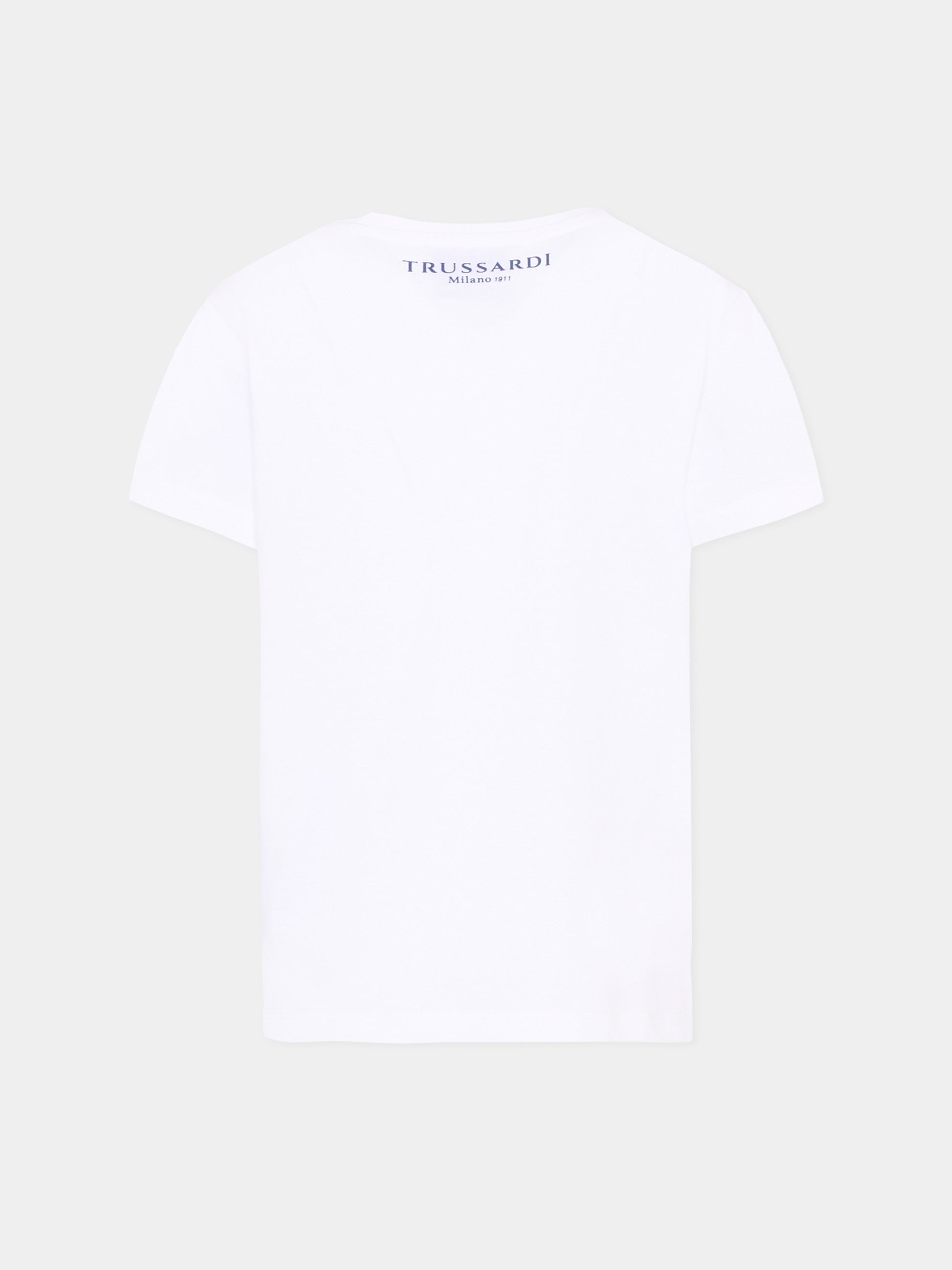 T-Shirt bianca per bambino con logo,Trussardi Junior,TBP26002TS WHITE