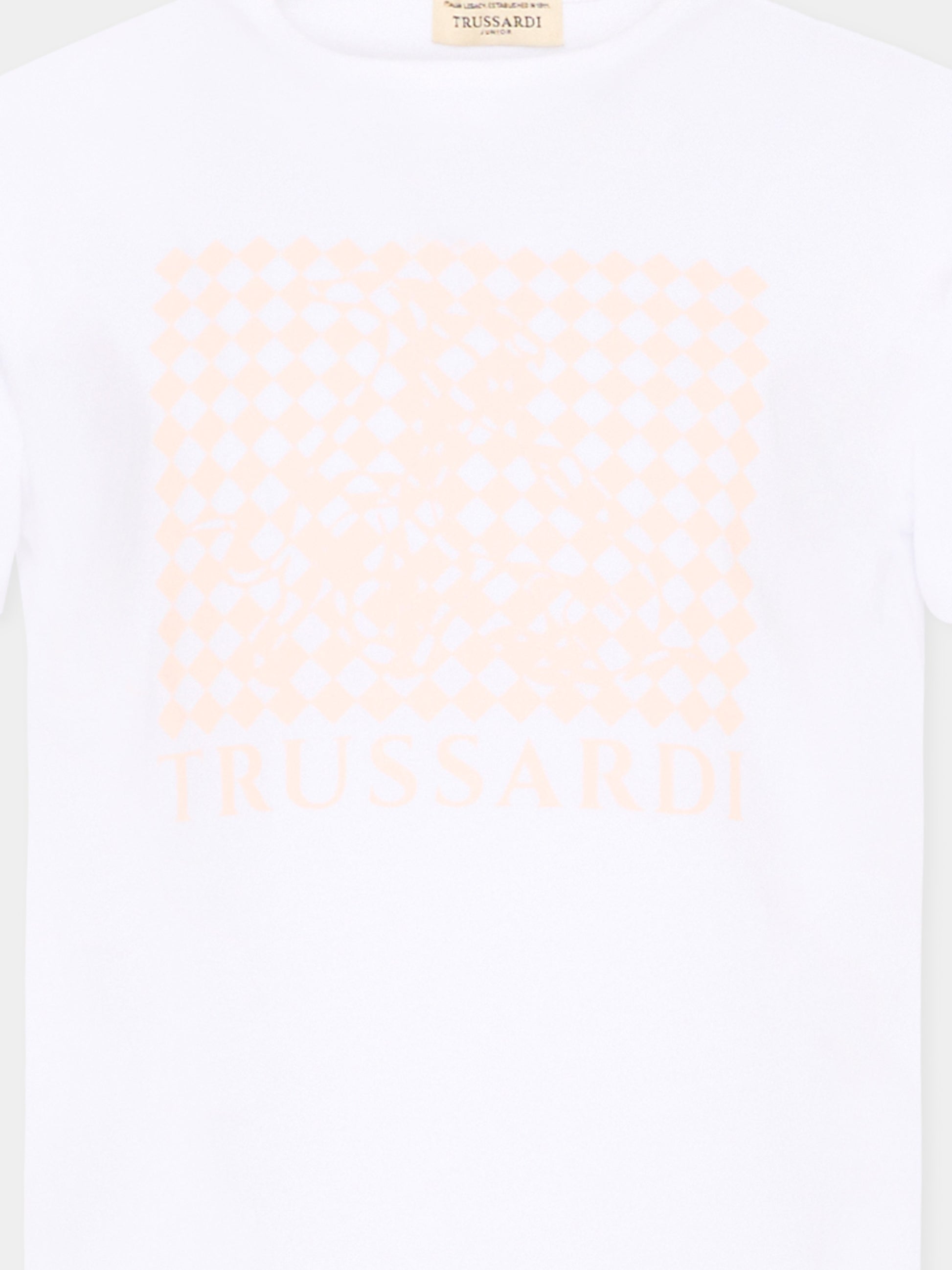 T-Shirt bianca per bambino con logo,Trussardi Junior,TBP26002TS WHITE