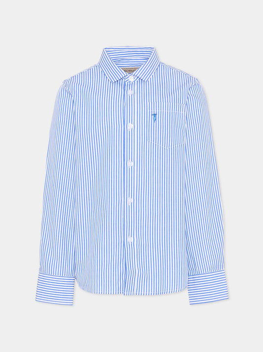 Camicia bianca a righe per bambino,Trussardi Junior,TBP26034CA WHITE