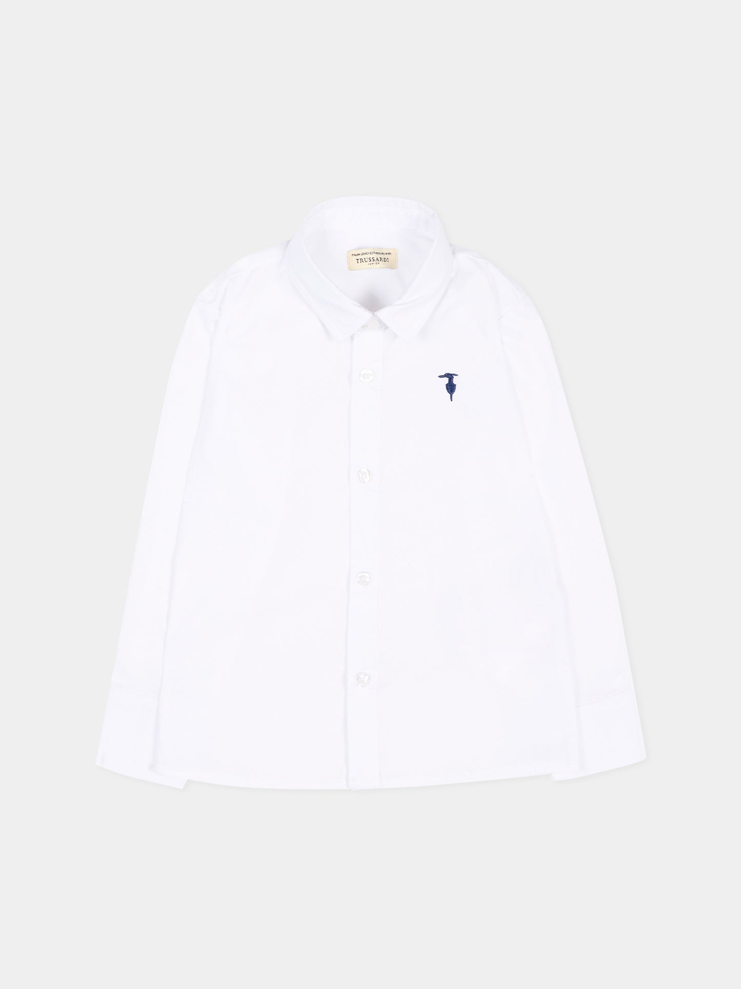 Camicia bianca per neonato con levriero,Trussardi Junior,TIP26145CA WHITE