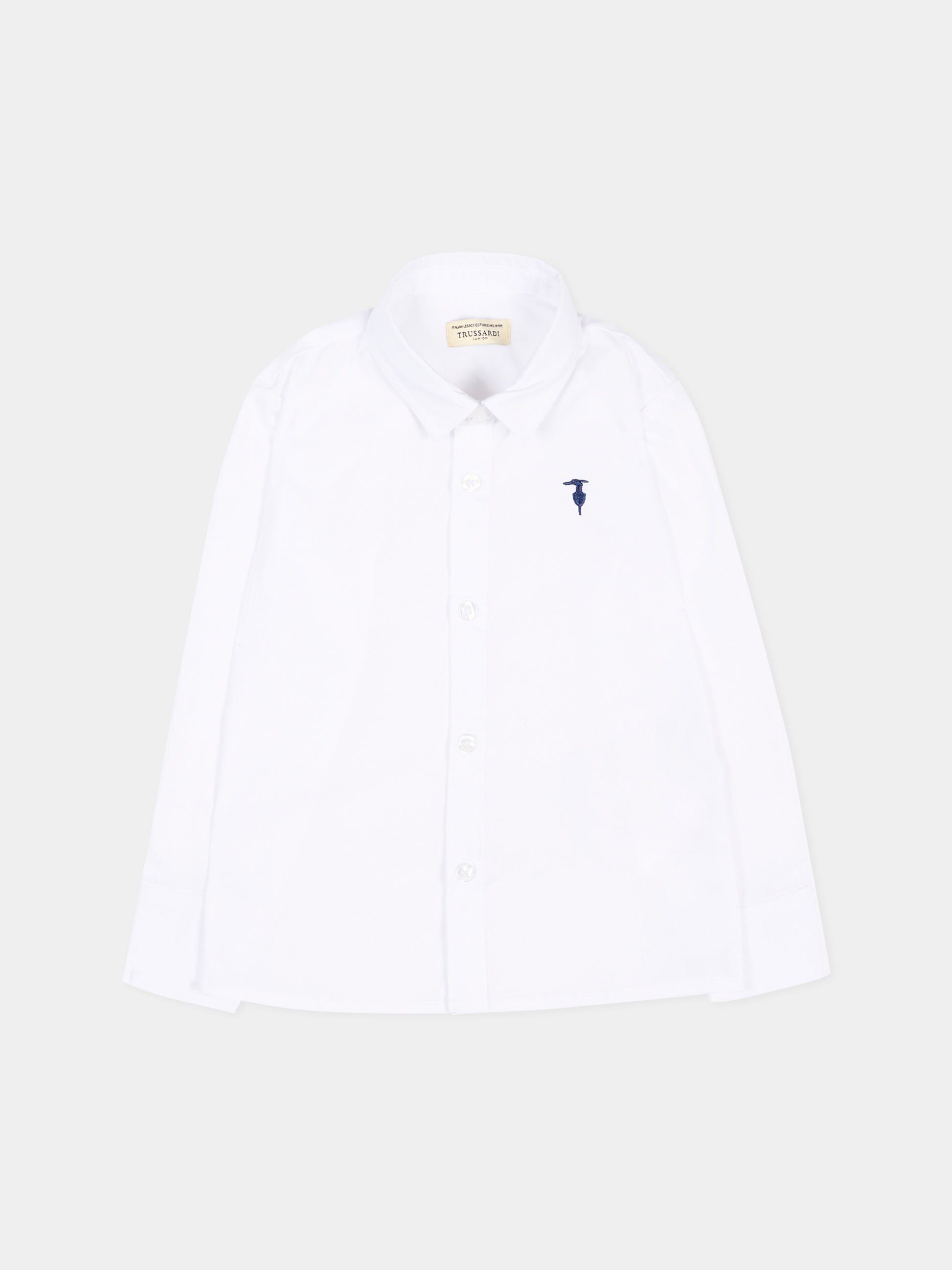Camicia bianca per neonato con levriero,Trussardi Junior,TIP26145CA WHITE