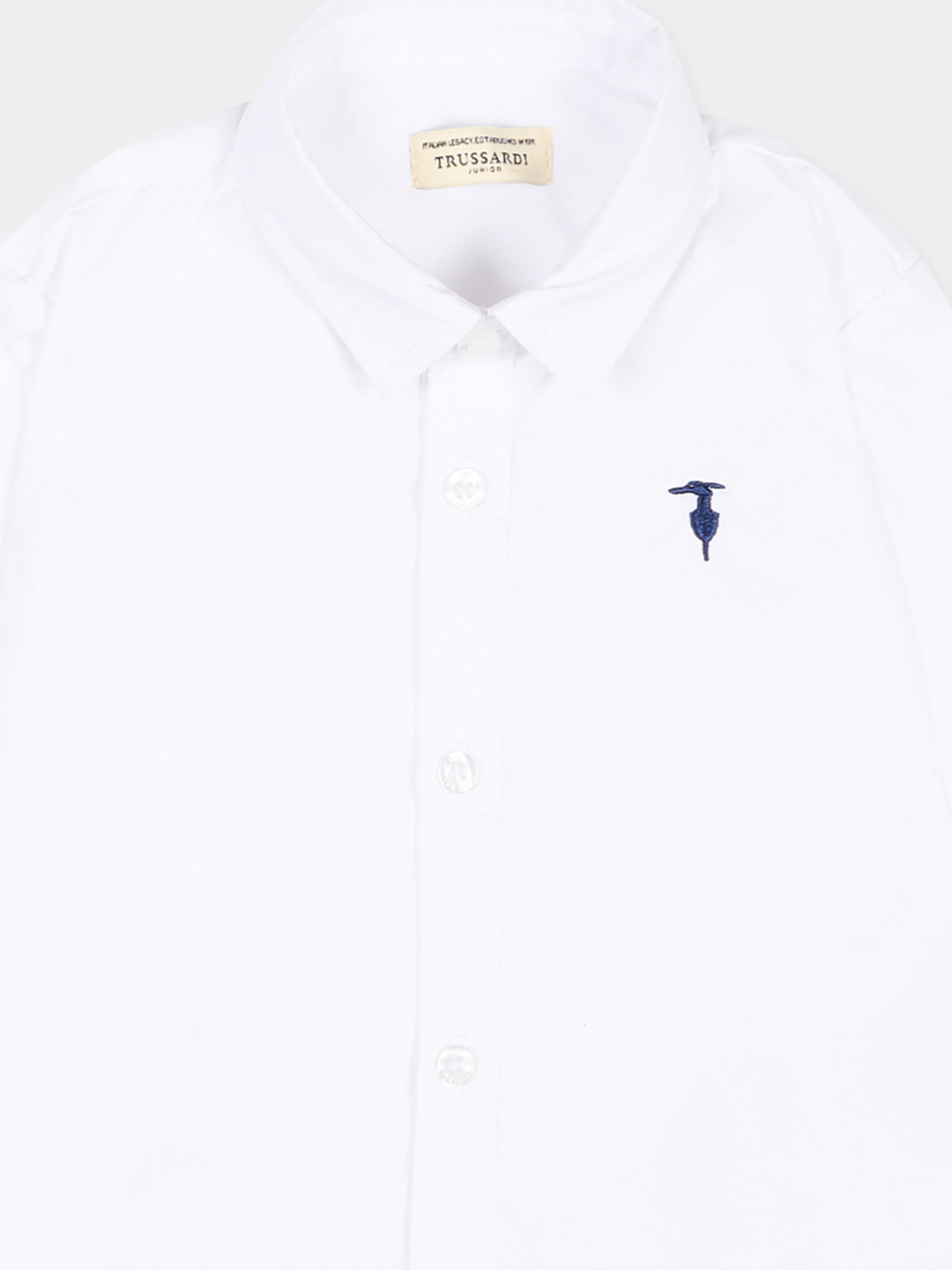Camicia bianca per neonato con levriero,Trussardi Junior,TIP26145CA WHITE