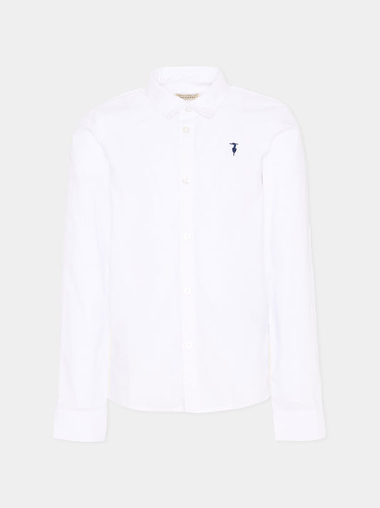 Camicia bianca per bambino con levriero,Trussardi Junior,TIP26145CA WHITE