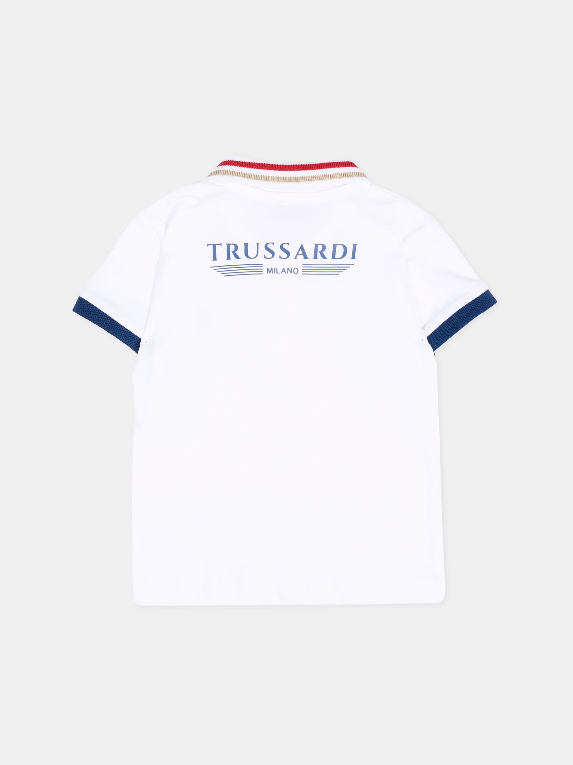 Polo bianca per neonato con logo,Trussardi Junior,TIP26102PO WHITE