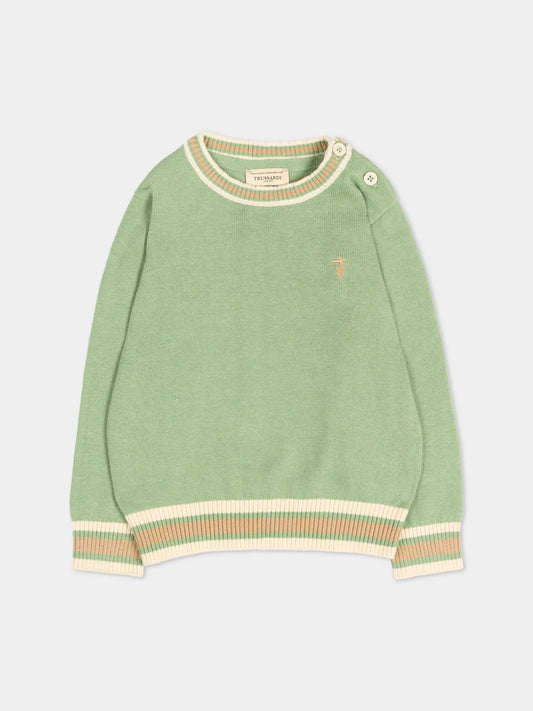 Maglione verde per neonato con levriero,Trussardi Junior,TIP26055MA GREEN BASIL