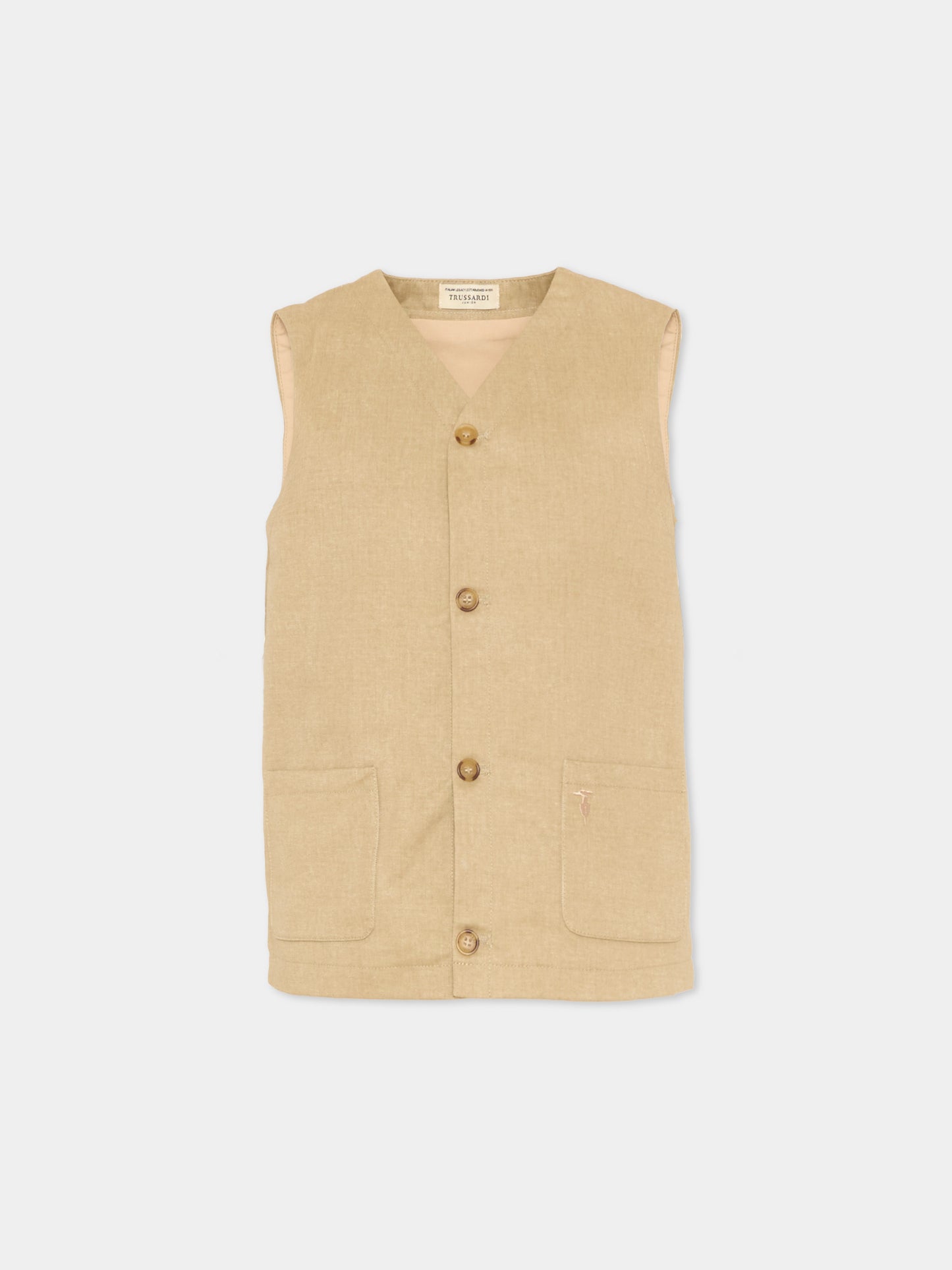 Panciotto marrone per bambino con levriero,Trussardi Junior,TIP26057GT BROWN INCENSE