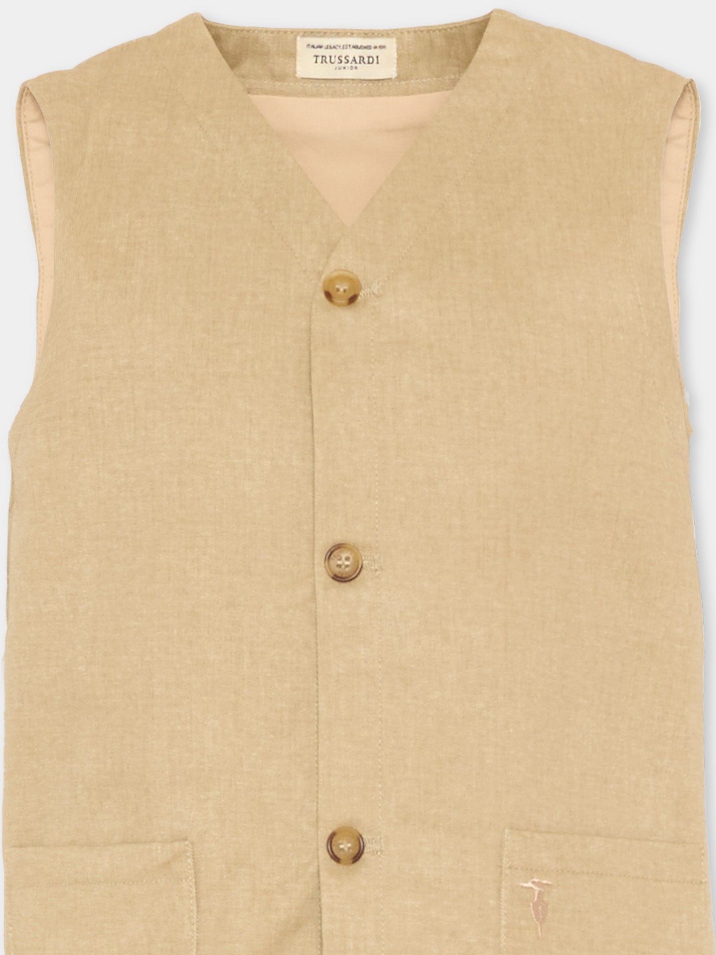 Panciotto marrone per bambino con levriero,Trussardi Junior,TIP26057GT BROWN INCENSE