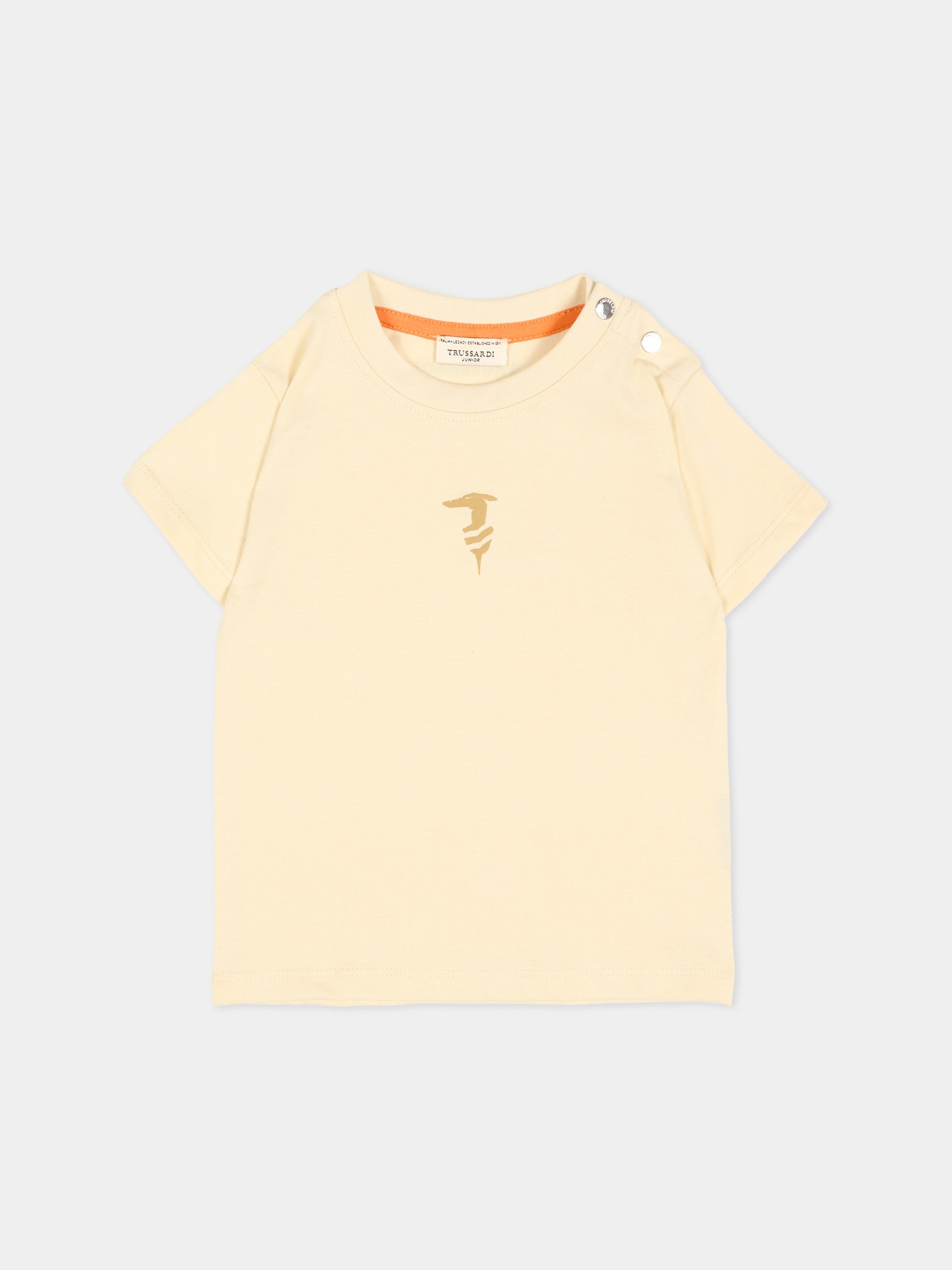 T-Shirt beige per neonato con levriero,Trussardi Junior,TIP26048TS BEIGE NEW ECRU