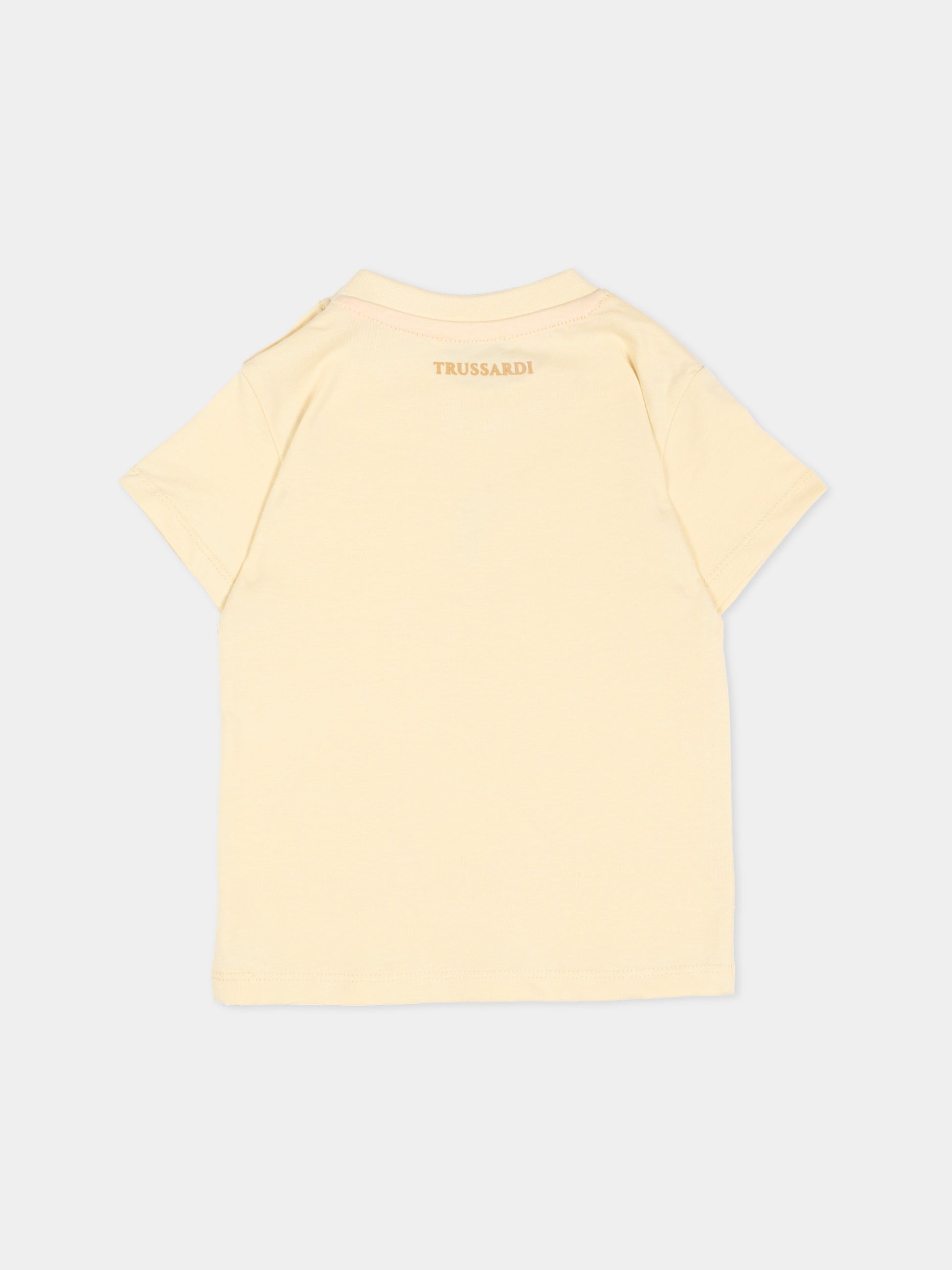 T-Shirt beige per neonato con levriero,Trussardi Junior,TIP26048TS BEIGE NEW ECRU