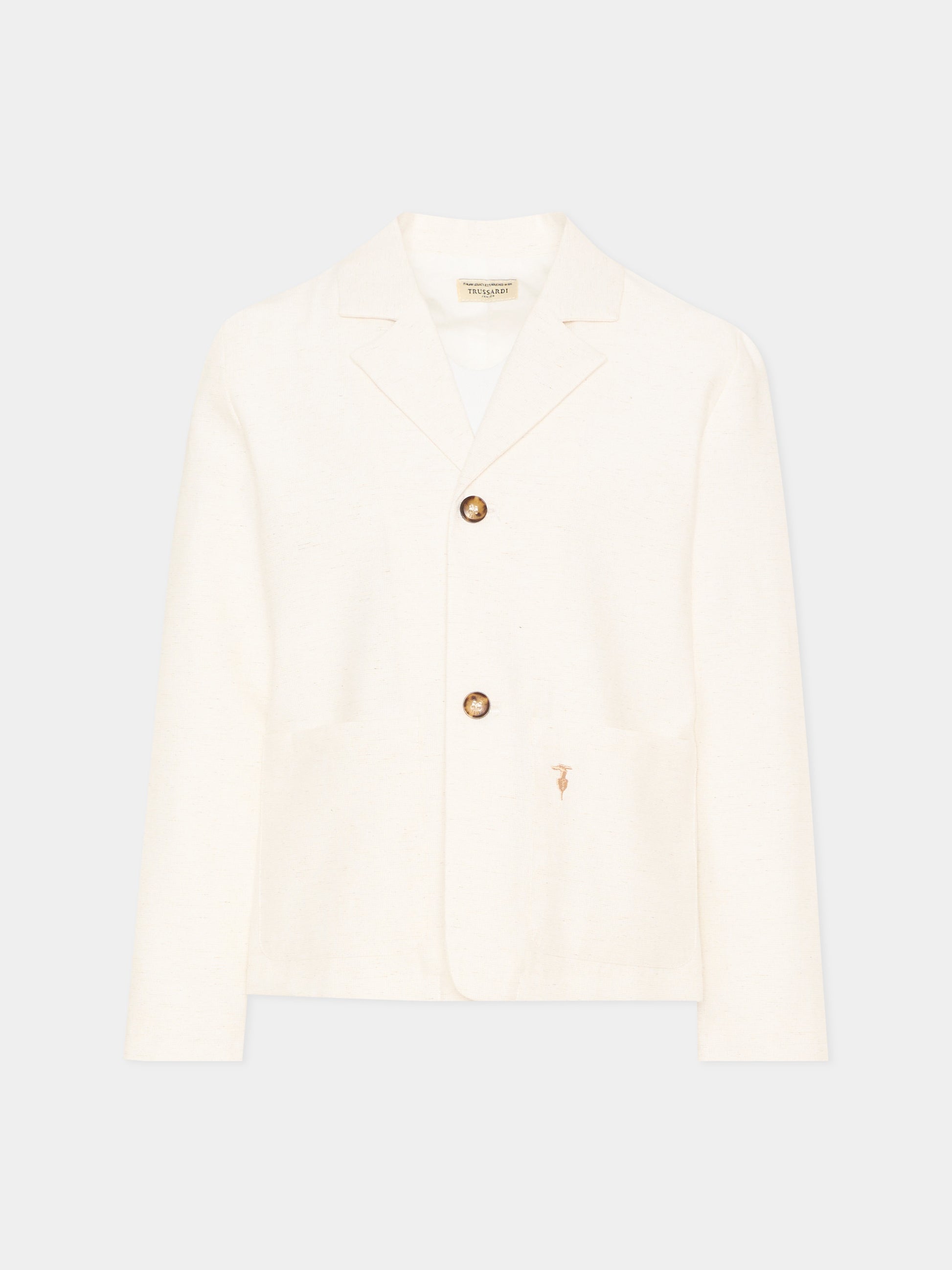 Giacca avorio per bambino con levriero,Trussardi Junior,TIP26054GC BEIGE NEW ECRU