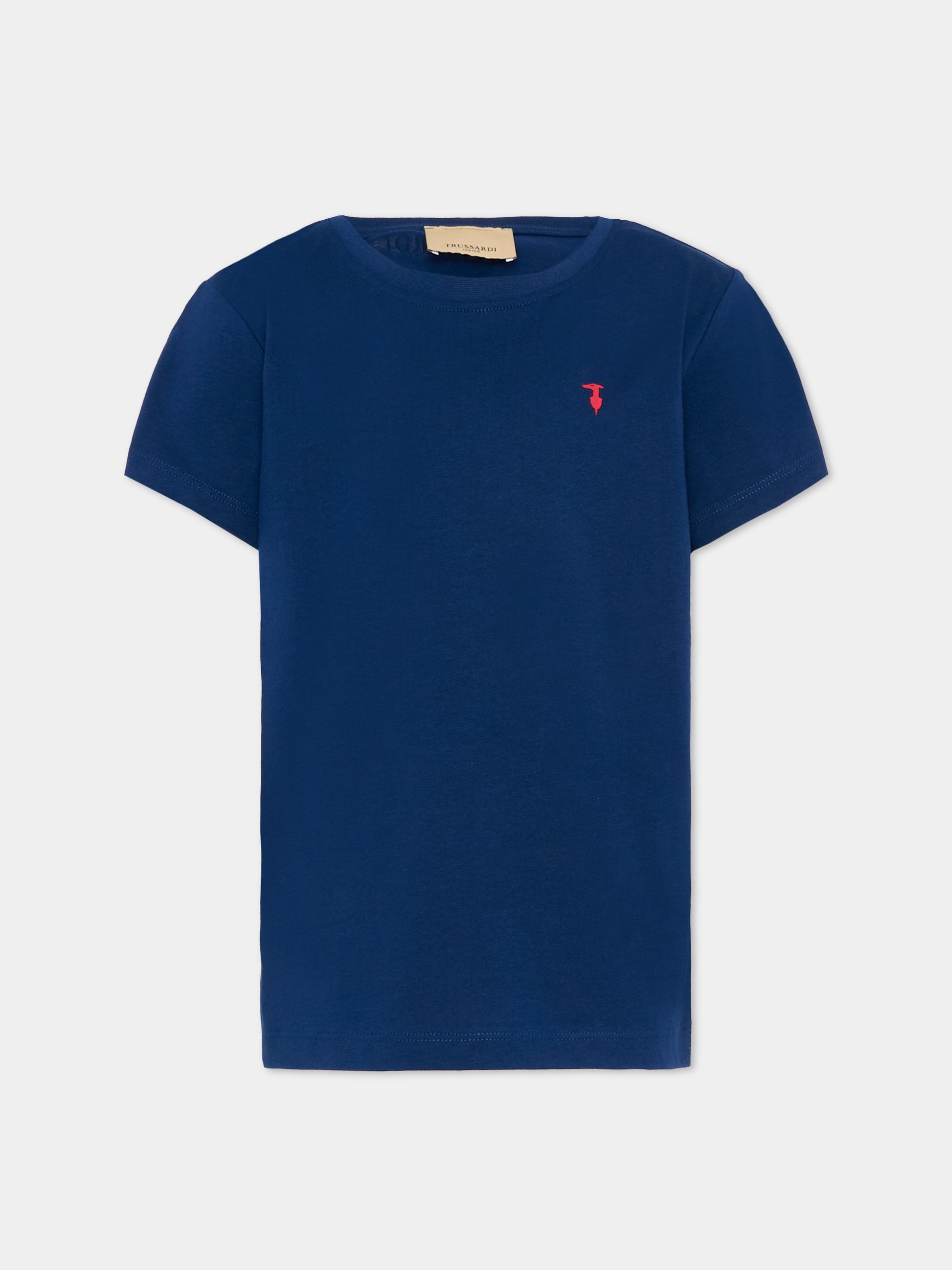 T-shirt blu per bambino con logo,Trussardi Junior,TBP26002TS BLUE ESTATE