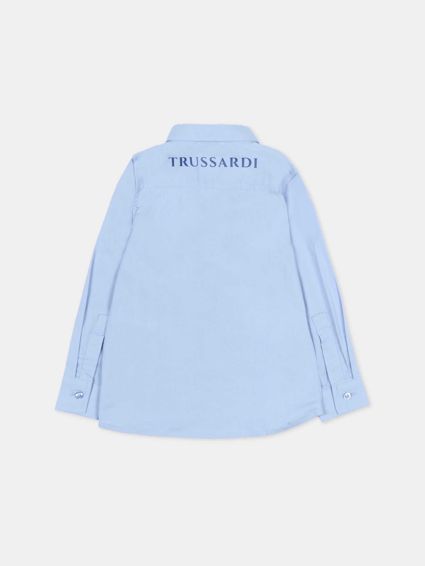 Camicia celeste per neonato con logo,Trussardi Junior,TIP26005CA BLUE PLACID