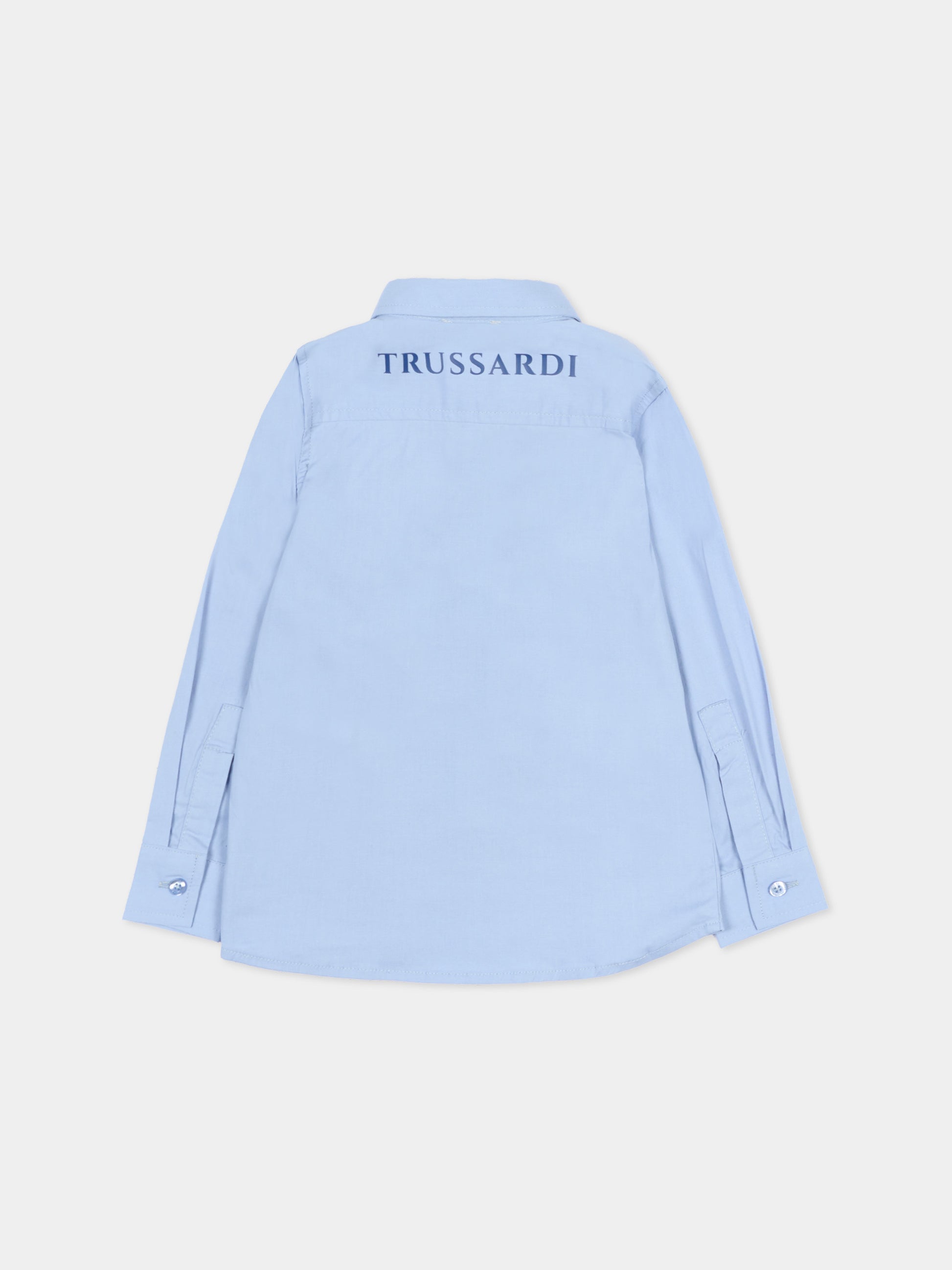 Camicia celeste per neonato con logo,Trussardi Junior,TIP26005CA BLUE PLACID