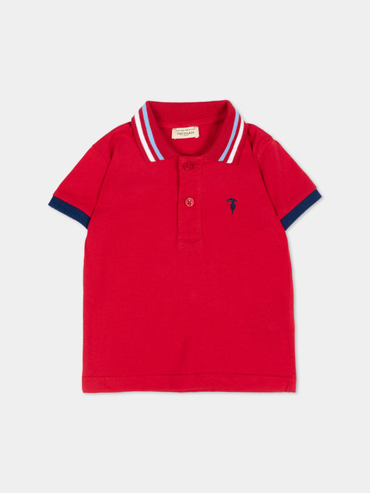 Polo rossa per bambino con logo,Trussardi Junior,TIP26102PO RED LYCHEE