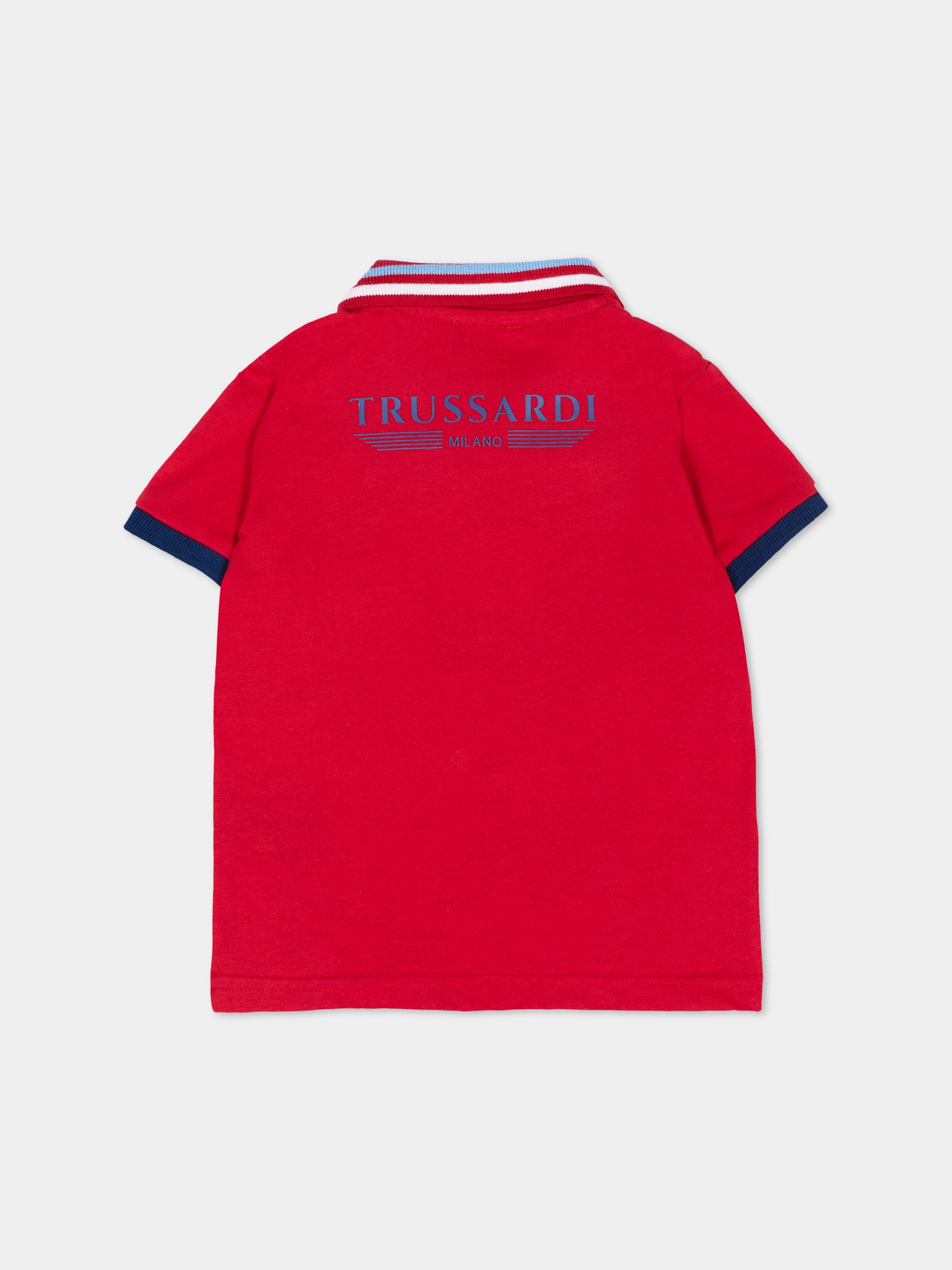Polo rossa per bambino con logo,Trussardi Junior,TIP26102PO RED LYCHEE