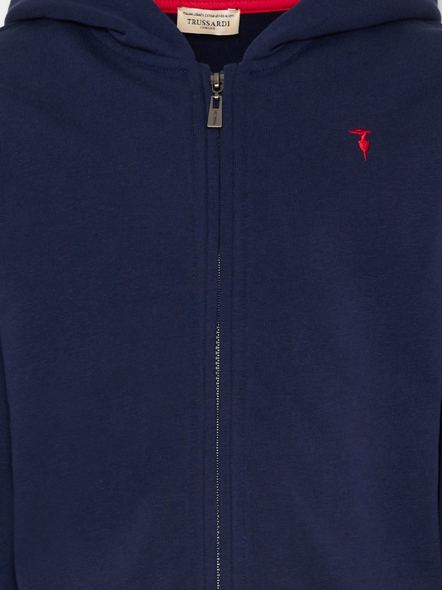 Felpa blu con cappuccio per bambino con levriero,Trussardi Junior,TIP26090FE BLUE ESTATE