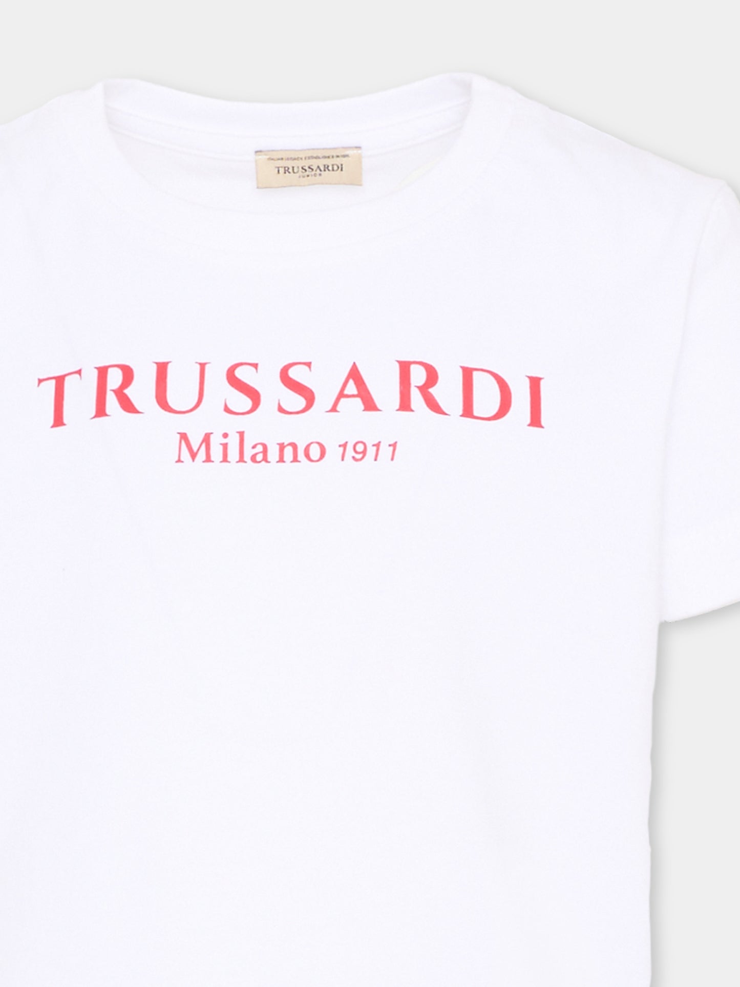 Completo sportivo bianco per bambino con logo,Trussardi Junior,TIP26008CJ WHITE BLUE