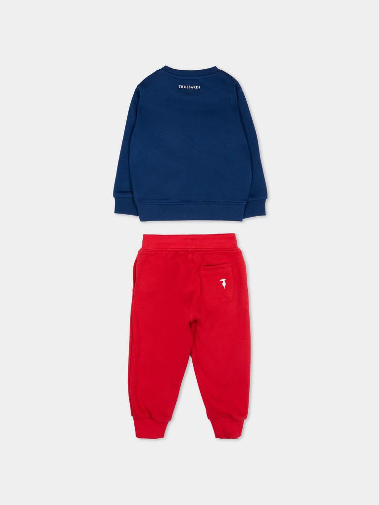 Completo sportivo multicolor per neonato con levriero,Trussardi Junior,TIP26001CF BLUE ESTATE