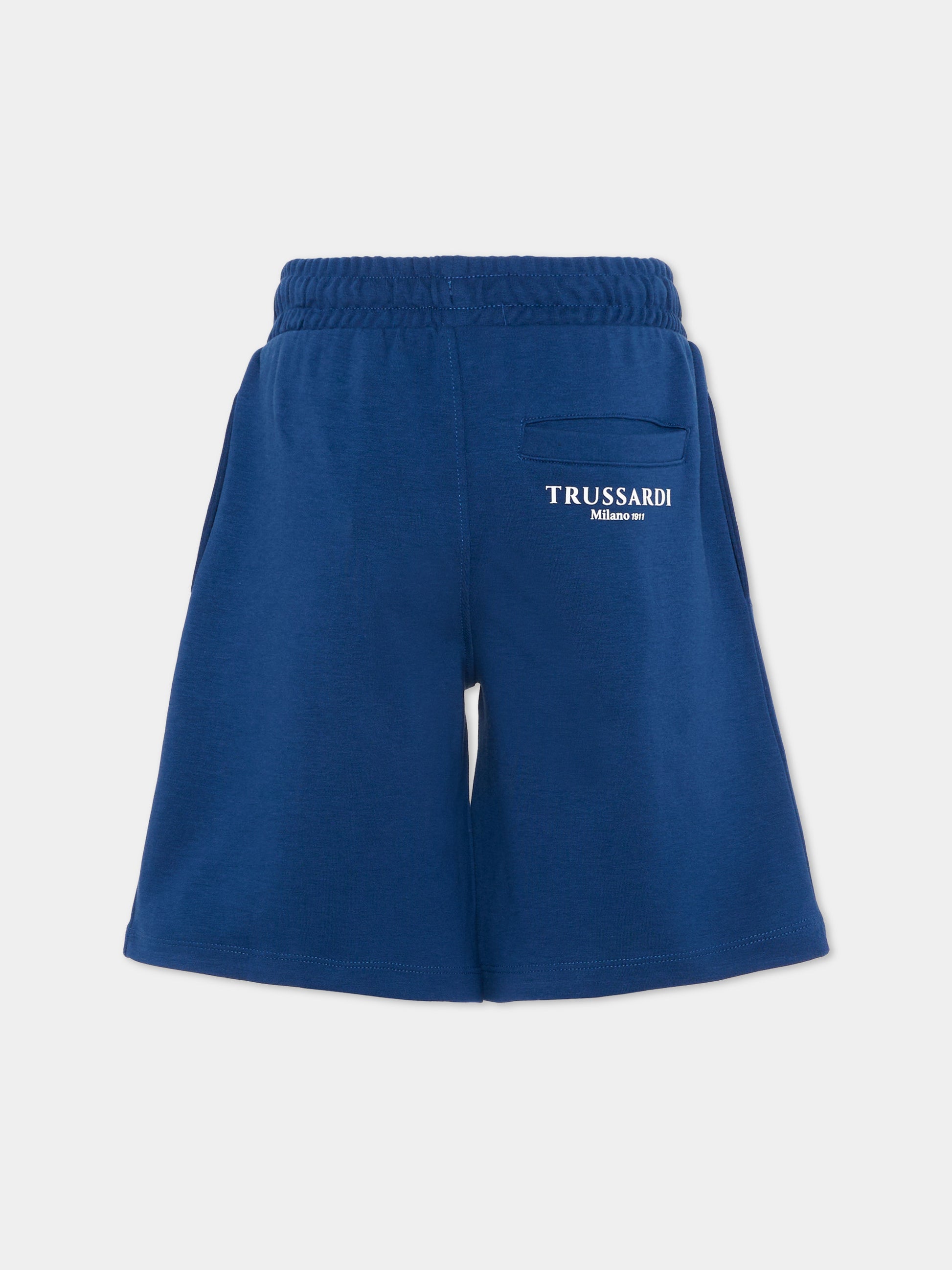 Shorts sportivi blu per bambino con logo,Trussardi Junior,TBP26008BE BLUE ESTATE