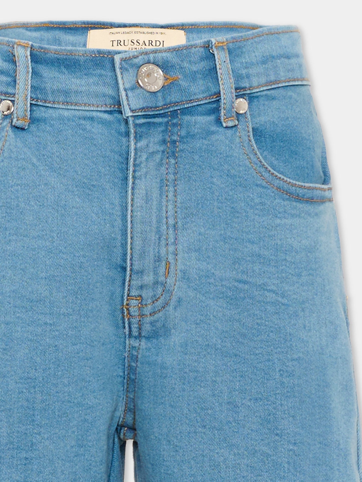 Shorts denim per bambino,Trussardi Junior,TBP26021BE DENIM BLUE MEDIUM