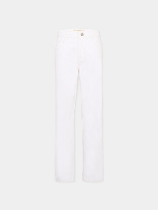 Pantalone bianco per bambino in denim,Trussardi Junior,TBP26017PA WHITE OPTICAL