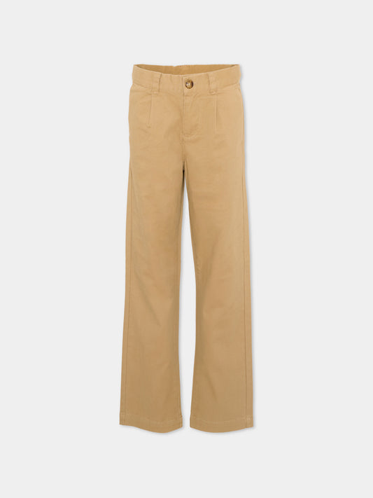 Pantaloni beige per bambino con levriero,Trussardi Junior,TBP26131PA BROWN MACCHIATO