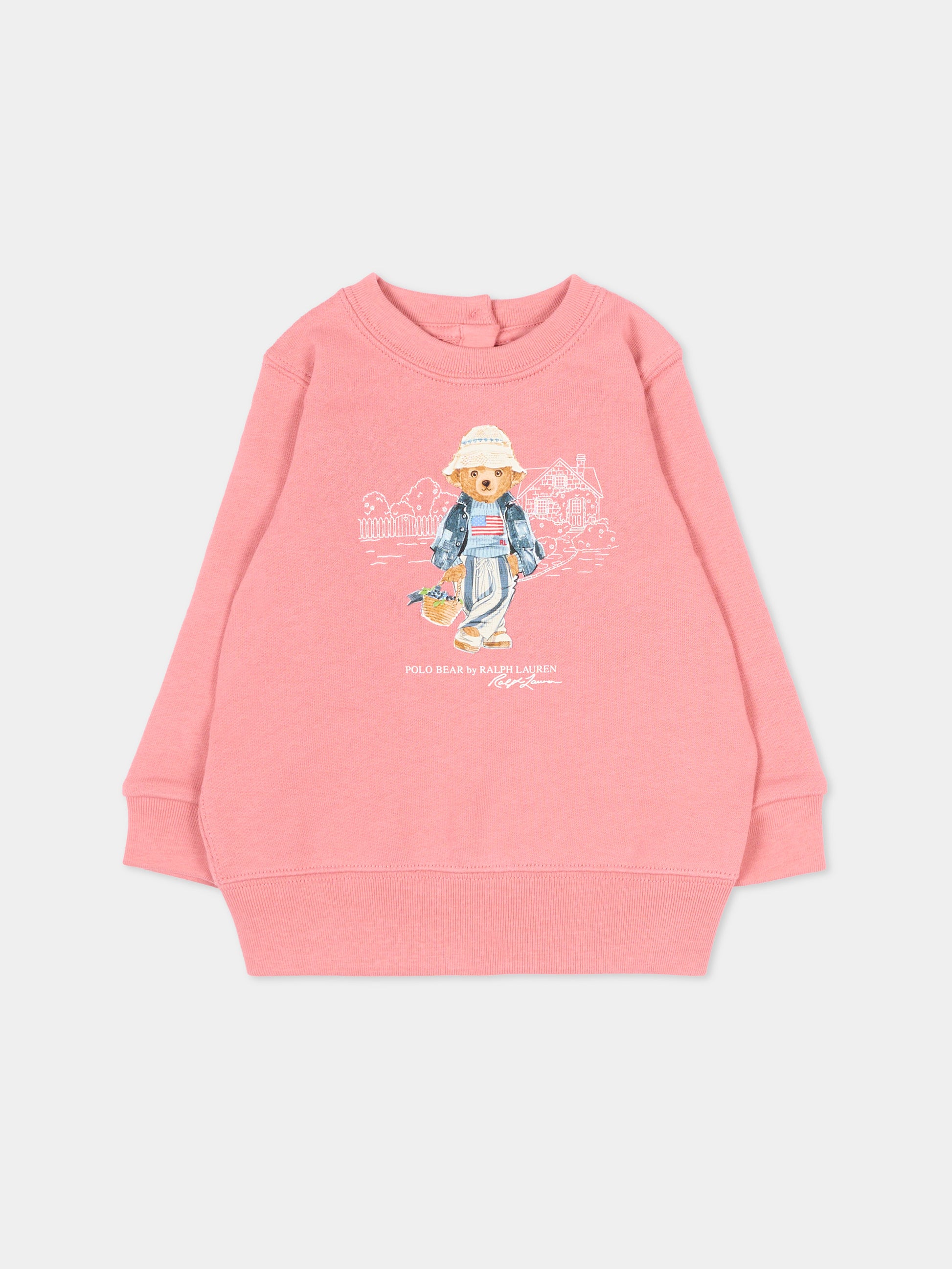 Felpa rosa per neonata con Polo Bear,Ralph Lauren Kids,B15228001