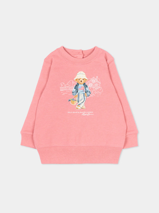 Felpa rosa per neonata con Polo Bear,Ralph Lauren Kids,B15228001