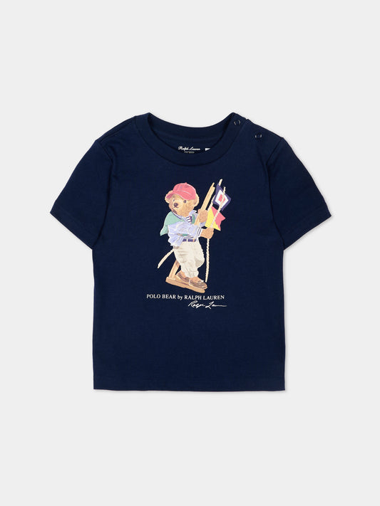 T-shirt blu Polo Bear per neonato,Ralph Lauren Kids,A12428001