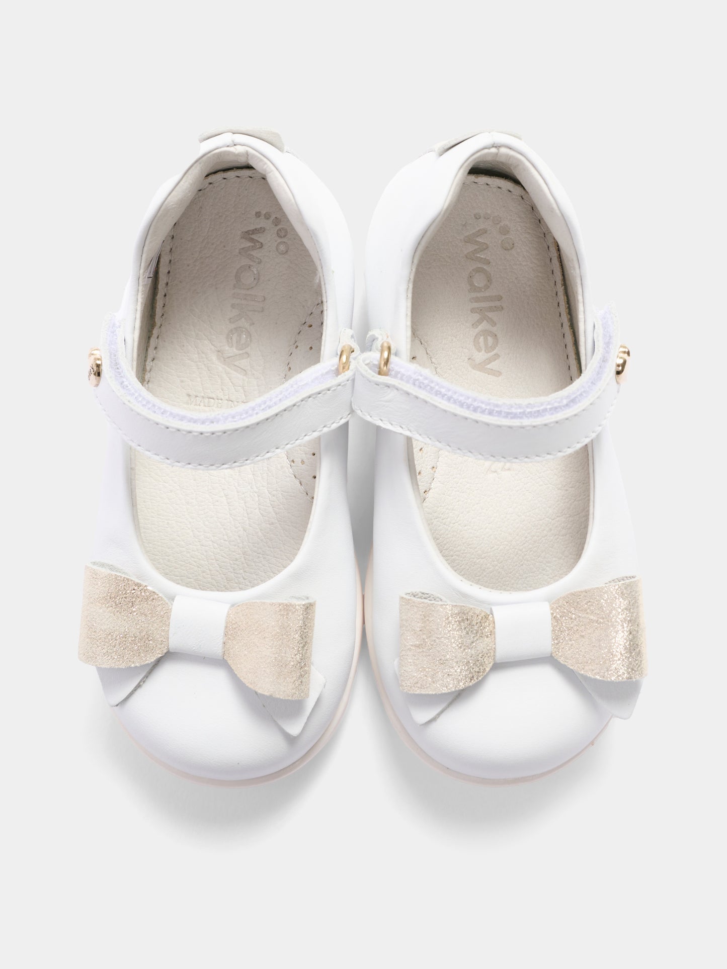 Ballerine bianche per bambina con fiocco,Walkey,Y1A3 44072 0092X048
