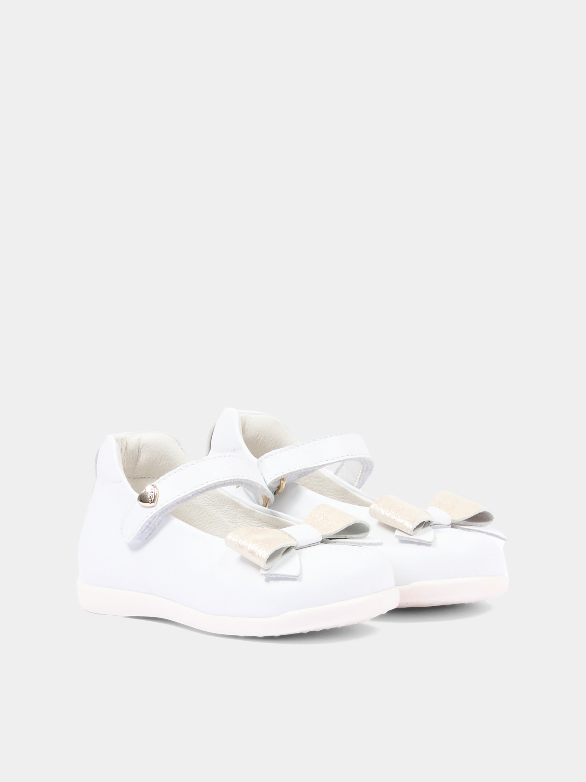 Ballerine bianche per bambina con fiocco,Walkey,Y1A3 44072 0092X048
