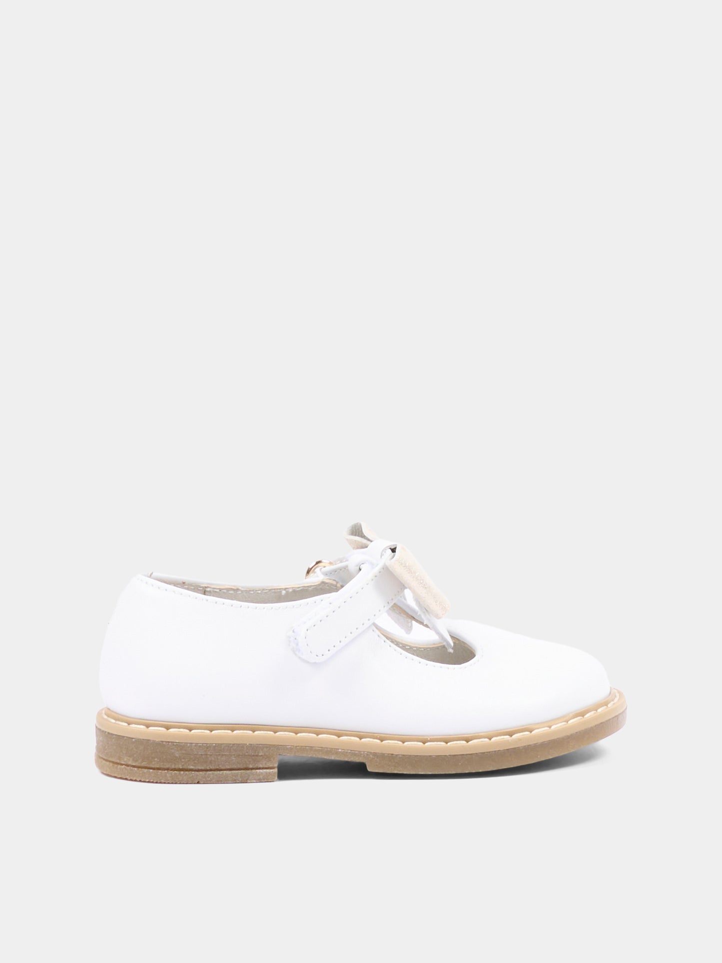 Ballerine bianche per bambina con fiocco,Walkey,Y1A3 44079 0092X048