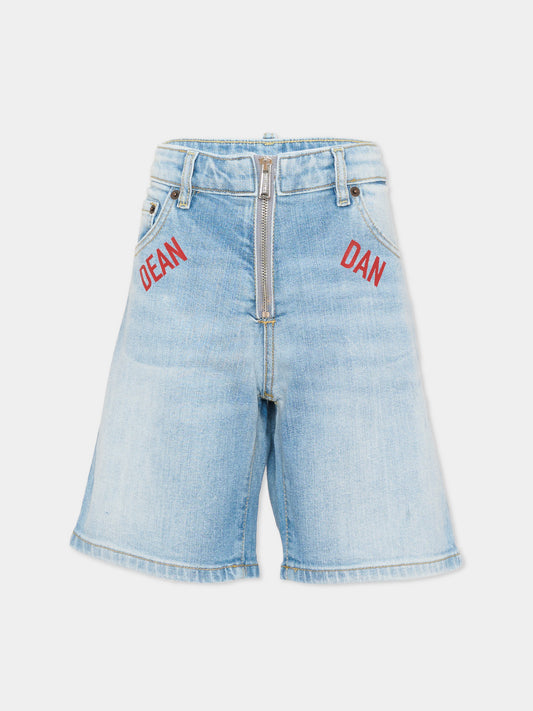 Shorts denim per bambino con logo,Dsquared2,DQ3345 D0AHN DQ01