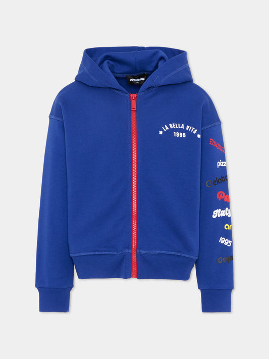 Felpa blu per bambino logomania,Dsquared2,DQ3347 D0AGW DQ879