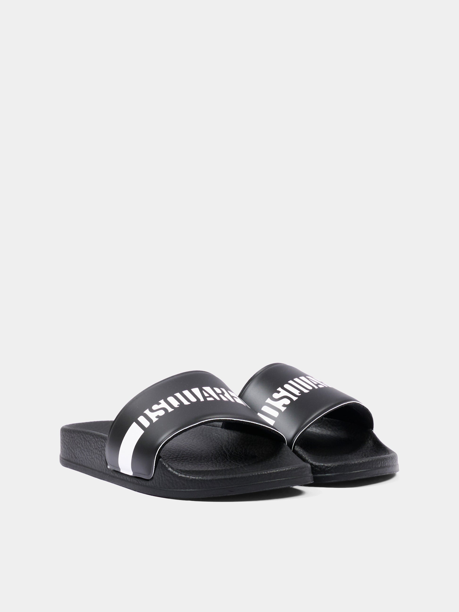 Ciabatte nere per bambini con logo,Dsquared2,DQ3383 KF025 DQ900