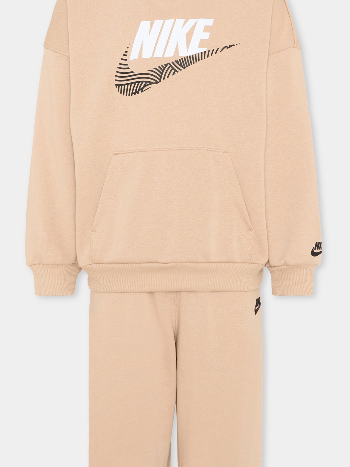 Completo sportivo beige per bambino con logo,Nike,86N738 X0L