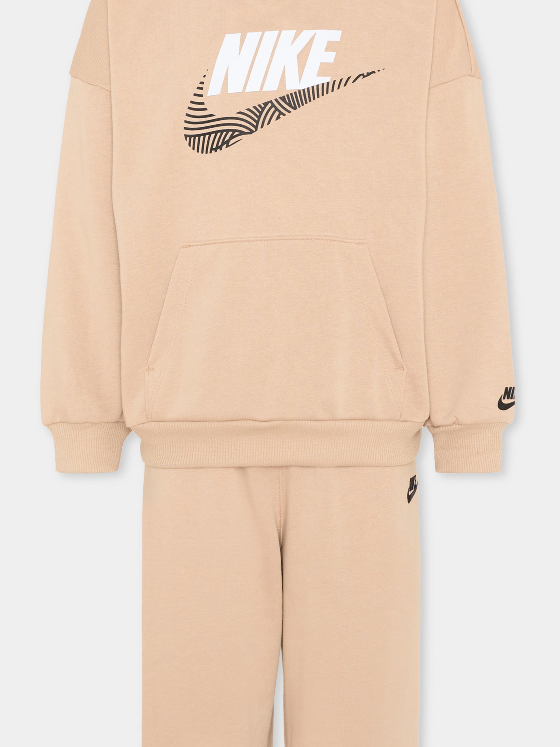 Completo sportivo beige per bambino con logo,Nike,86N738 X0L