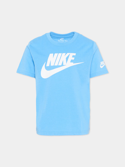 T-Shirt azzurra per bambino con logo,Nike,86J575 B9F