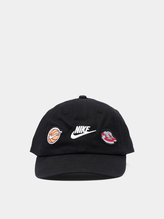 Cappello nero per bambini con patch logo,Nike,8A3159 K90